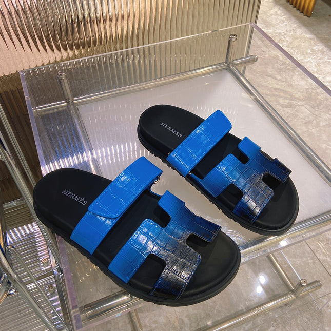CHYPRE SANDAL OMBRE BLACK COBALT CALFSKIN