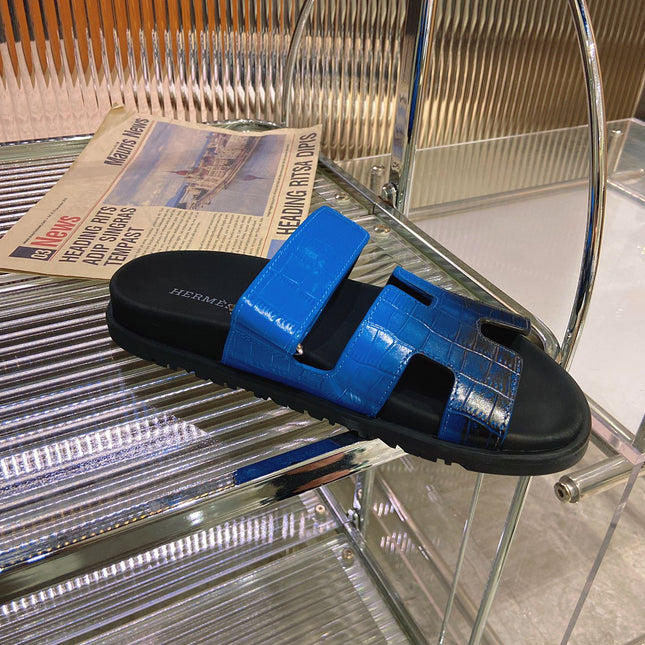 CHYPRE SANDAL OMBRE BLACK COBALT CALFSKIN