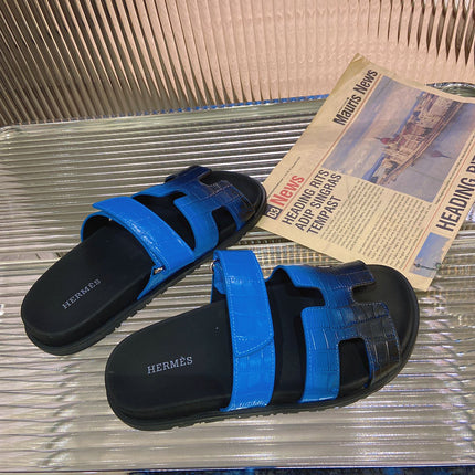 CHYPRE SANDAL OMBRE BLACK COBALT CALFSKIN