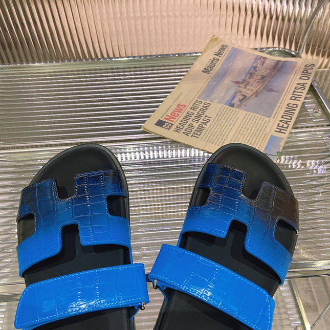CHYPRE SANDAL OMBRE BLACK COBALT CALFSKIN