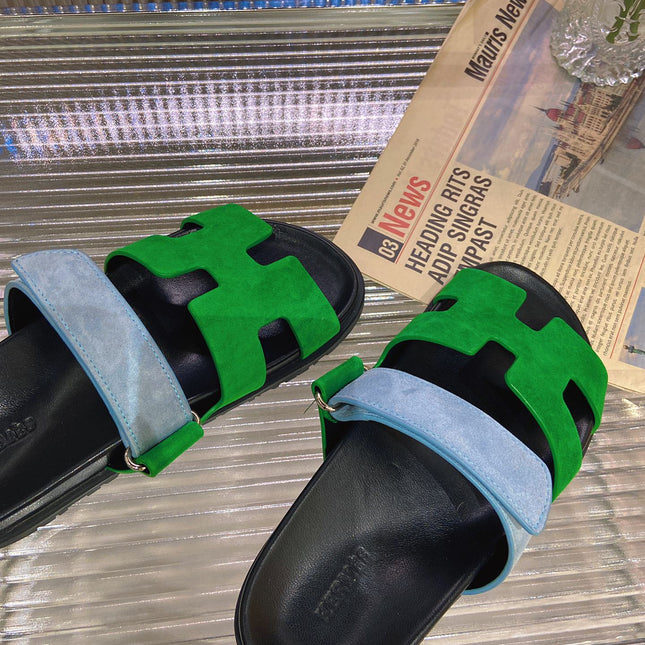 CHYPRE SANDAL GREEN MIX BLUE SUEDE