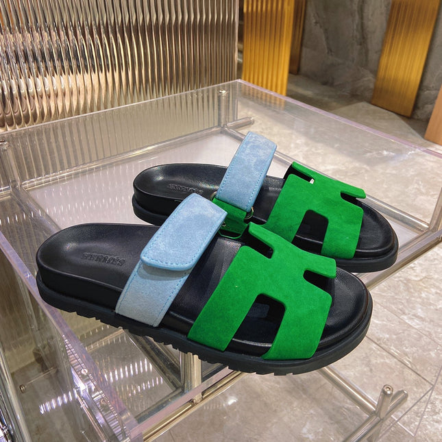 CHYPRE SANDAL GREEN MIX BLUE SUEDE