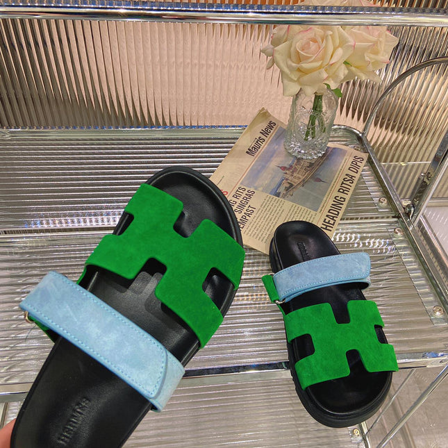 CHYPRE SANDAL GREEN MIX BLUE SUEDE