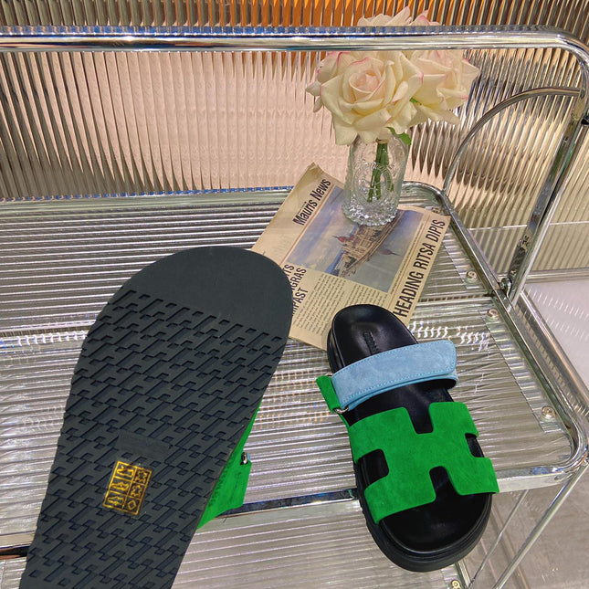 CHYPRE SANDAL GREEN MIX BLUE SUEDE