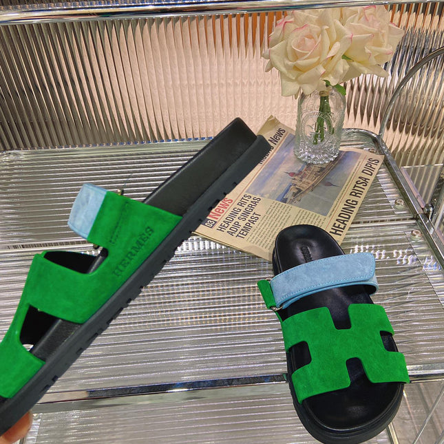 CHYPRE SANDAL GREEN MIX BLUE SUEDE
