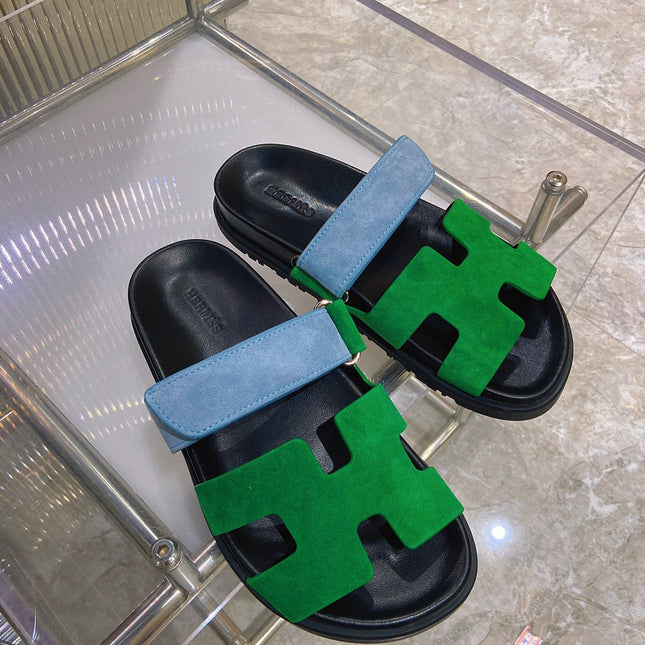 CHYPRE SANDAL GREEN MIX BLUE SUEDE