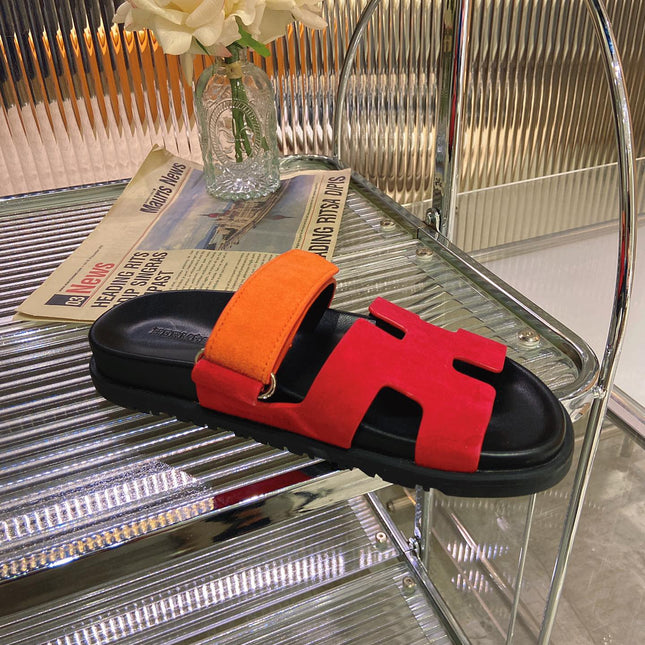 CHYPRE SANDAL RED MIX ORANGE SUEDE
