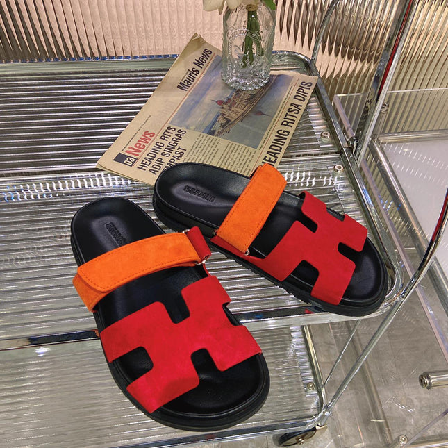 CHYPRE SANDAL RED MIX ORANGE SUEDE
