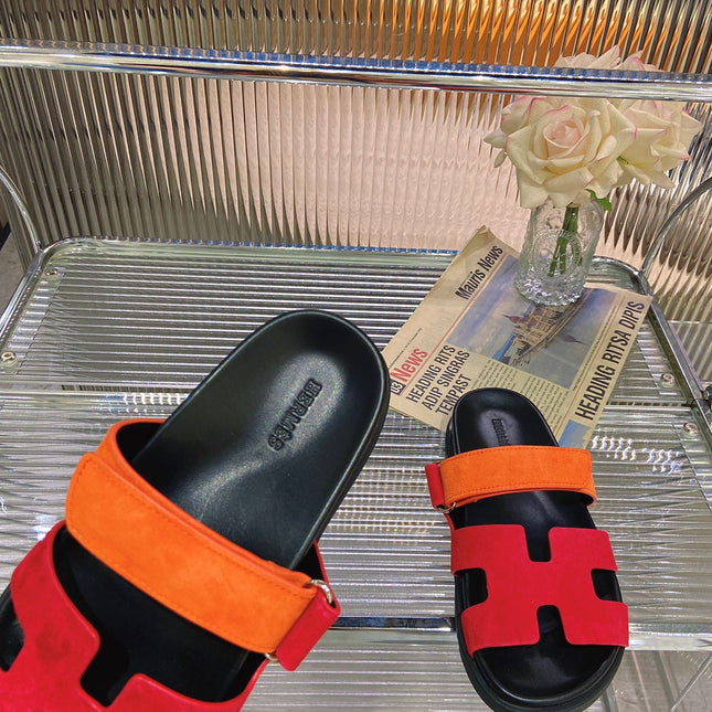 CHYPRE SANDAL RED MIX ORANGE SUEDE