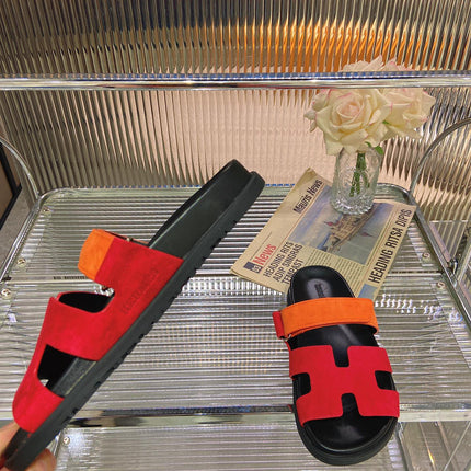 CHYPRE SANDAL RED MIX ORANGE SUEDE