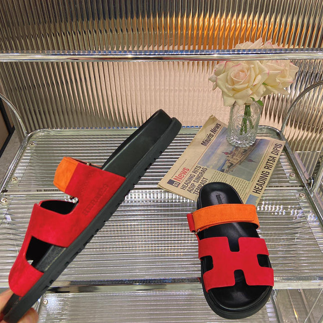 CHYPRE SANDAL RED MIX ORANGE SUEDE