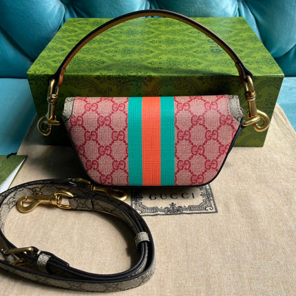 GG MINI 13 HANDBAG IN LIGHT PINK AND BEIGE CANVAS