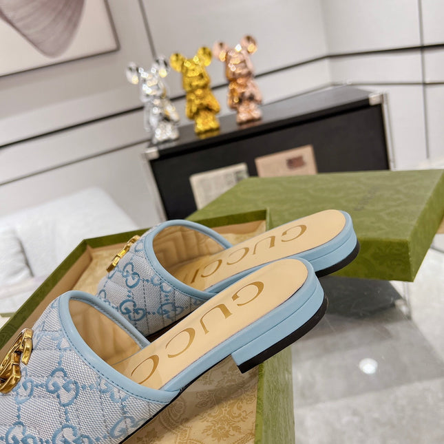GG EXCLUSIVE SLIDE SANDAL SKY FABRIC
