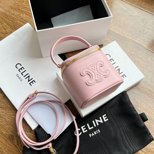 COSMETIC CASE 9 SMOOTH CALFSKIN PINK PASTEL BAG