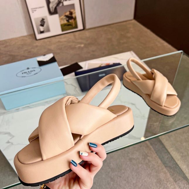 PRA PADDED NAPPA CRISSCROSS SANDALS TUSCAN LAMBSKIN