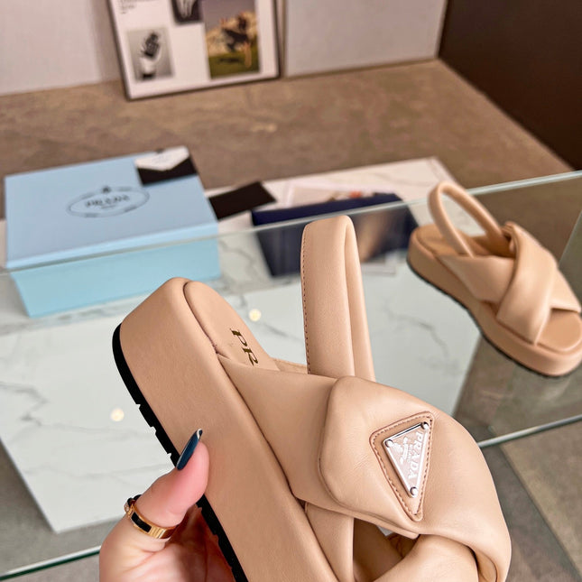 PRA PADDED NAPPA CRISSCROSS SANDALS TUSCAN LAMBSKIN