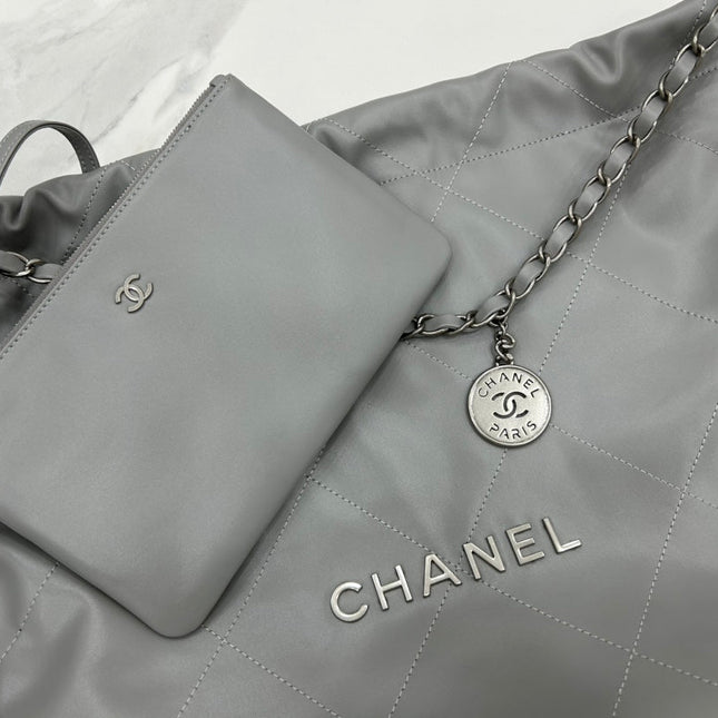 CC LARGE 42 HANDBAG IN GREY CALFSKIN SILVER HARDWARE