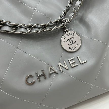 CC LARGE 42 HANDBAG IN GREY CALFSKIN SILVER HARDWARE