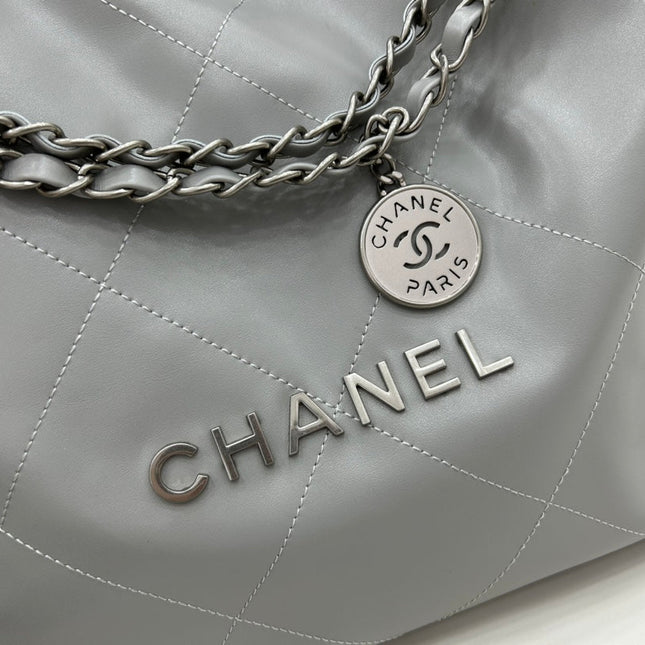 CC LARGE 42 HANDBAG IN GREY CALFSKIN SILVER HARDWARE