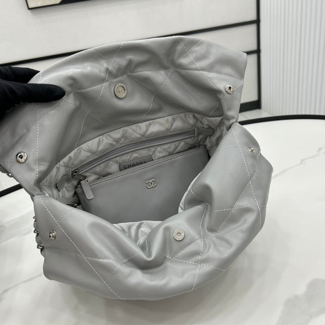 CC MEDIUM 37 HANDBAG IN GREY CALFSKIN SILVER HARDWARE