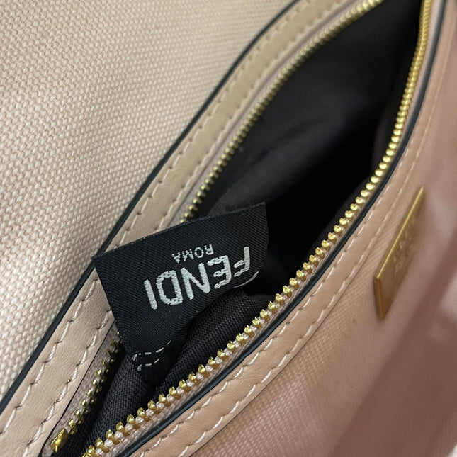 FENDI 26 BAGUETTE LIGHT PINK NAPPA LEATHER BAG WITH GOLD HARDWARE