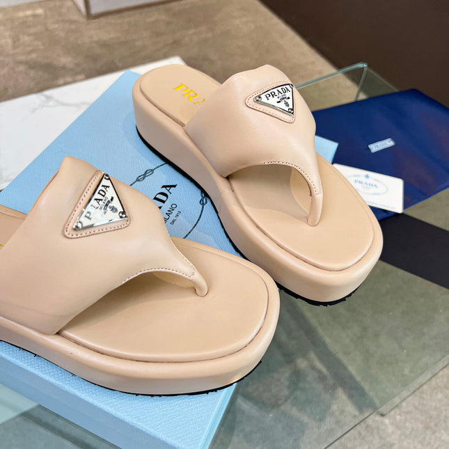 PRA SOFT PADDED NAPPA THONG WEDGE SANDALS TUSCAN LAMBSKIN