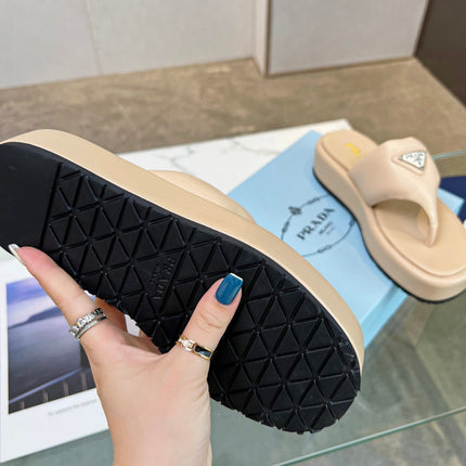 PRA SOFT PADDED NAPPA THONG WEDGE SANDALS TUSCAN LAMBSKIN
