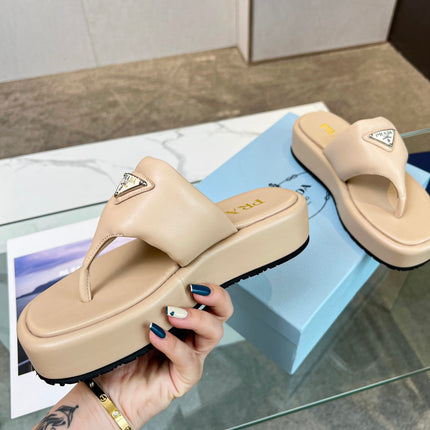 PRA SOFT PADDED NAPPA THONG WEDGE SANDALS TUSCAN LAMBSKIN