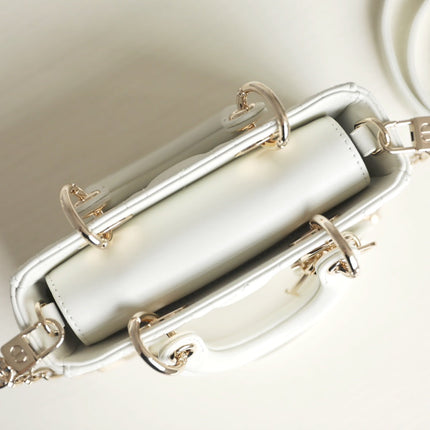 LADY D-JOY MICRO 16 IN WHITE LAMBSKIN