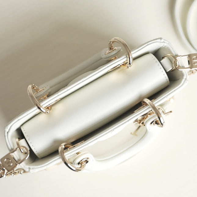 LADY D-JOY MICRO 16 IN WHITE LAMBSKIN