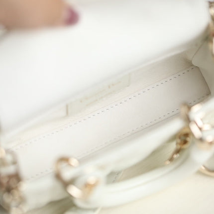 LADY D-JOY MICRO 16 IN WHITE LAMBSKIN