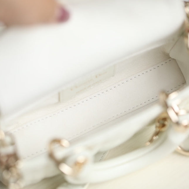 LADY D-JOY MICRO 16 IN WHITE LAMBSKIN