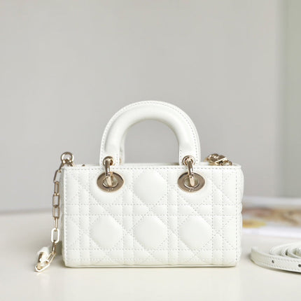 LADY D-JOY MICRO 16 IN WHITE LAMBSKIN