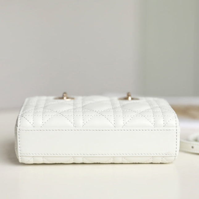 LADY D-JOY MICRO 16 IN WHITE LAMBSKIN