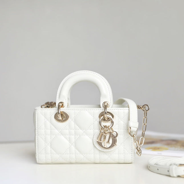 LADY D-JOY MICRO 16 IN WHITE LAMBSKIN