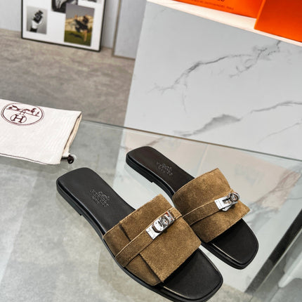 Giulia Sandal Brown Suede Black Calfskin