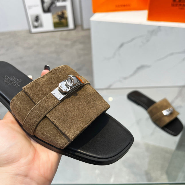 Giulia Sandal Brown Suede Black Calfskin
