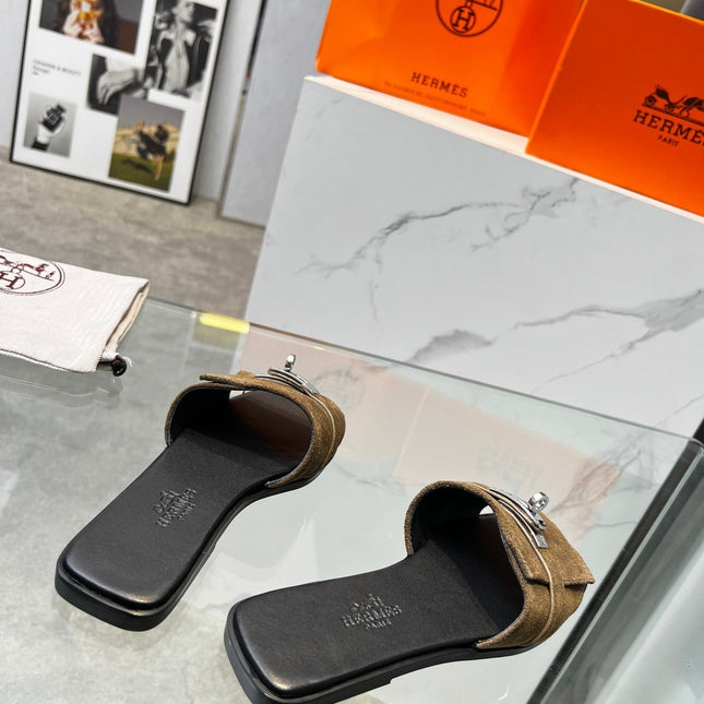 Giulia Sandal Brown Suede Black Calfskin