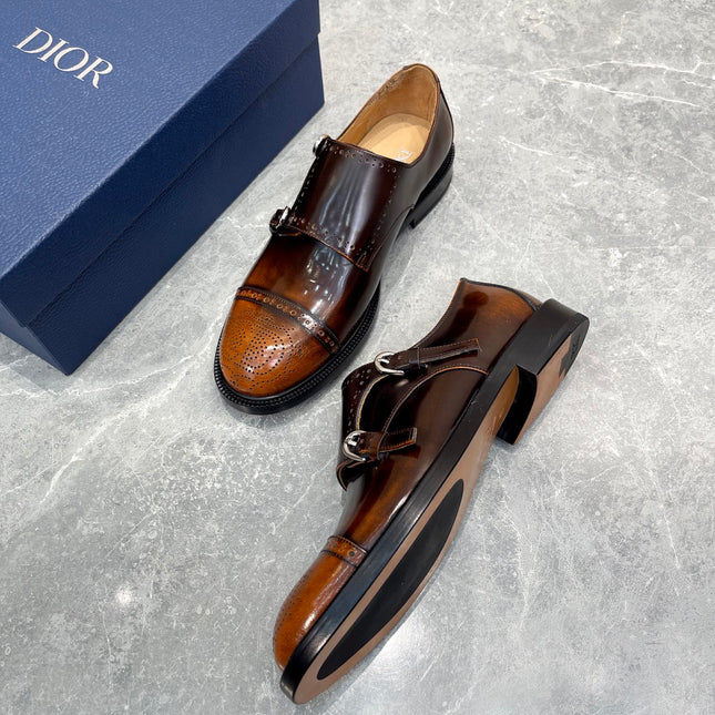 CD PATTERNED DOUBLE MONKSTRAP LOAFER SYRUP CALFSKIN