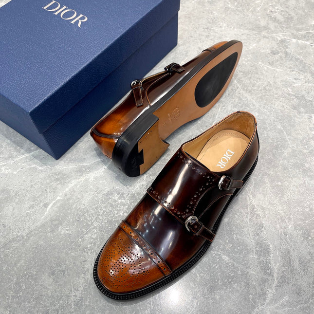 CD PATTERNED DOUBLE MONKSTRAP LOAFER SYRUP CALFSKIN