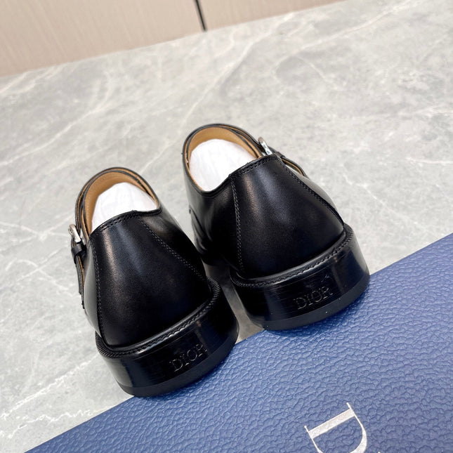 CD PATTERNED DOUBLE MONKSTRAP LOAFER BLACK CALFSKIN