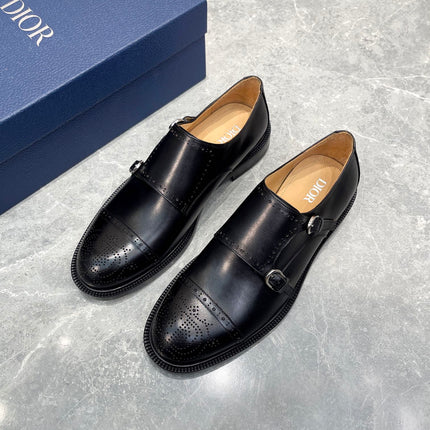 CD PATTERNED DOUBLE MONKSTRAP LOAFER BLACK CALFSKIN