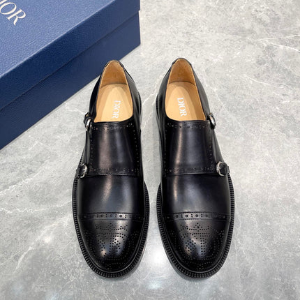 CD PATTERNED DOUBLE MONKSTRAP LOAFER BLACK CALFSKIN