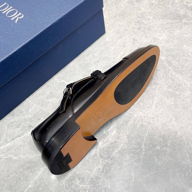 CD PATTERNED DOUBLE MONKSTRAP LOAFER BLACK CALFSKIN