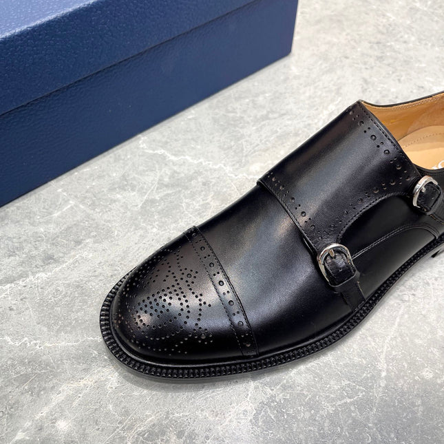 CD PATTERNED DOUBLE MONKSTRAP LOAFER BLACK CALFSKIN