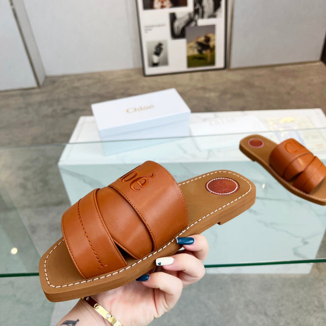 WOODY MULE IN BRONZE BROWM LAMBSKIN WITH EMBROIDERED LOGO