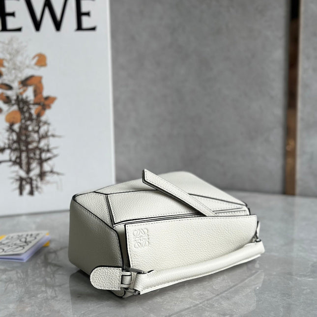LOE MINI 18 PUZZLE BAG IN WHITE CALFSKIN