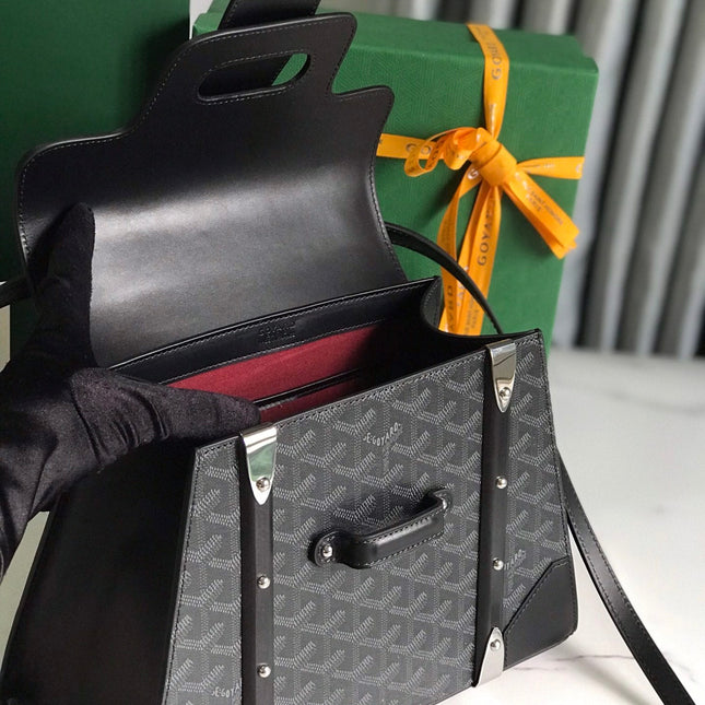 SAÏGON PM BAG 28 IN BLACK GOYARDINE CANVAS AND CALFSKIN