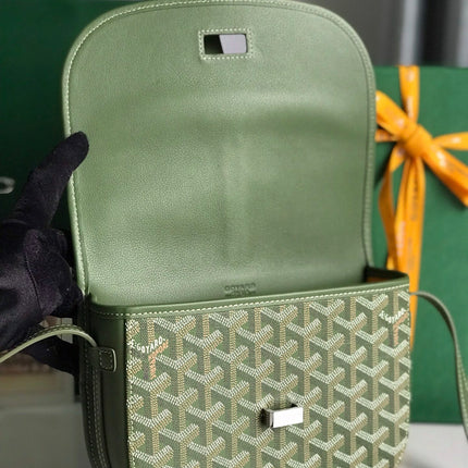 BELVEDERE MM BAG 21 IN GREEN GOYARDINE CANVAS AND CALFSKIN
