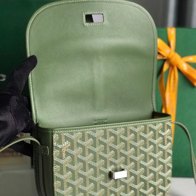 BELVEDERE MM BAG 21 IN GREEN GOYARDINE CANVAS AND CALFSKIN
